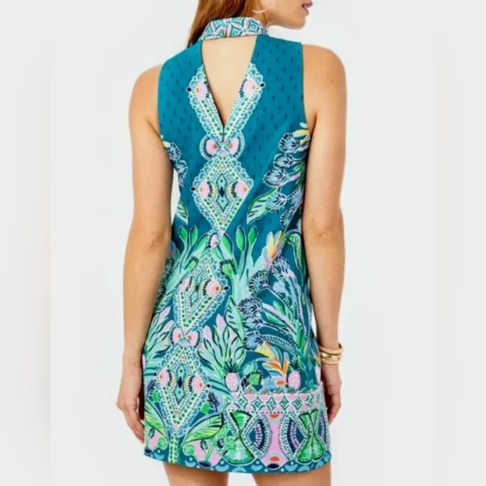 Lilly Pullitzer Brandi Valencia Teal Rain Florist Shift Dress Sz 6 - Picture 4 of 16